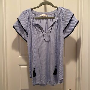 LOFT blue pin-striped top